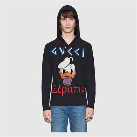 gucci donald duck logo hoodie.